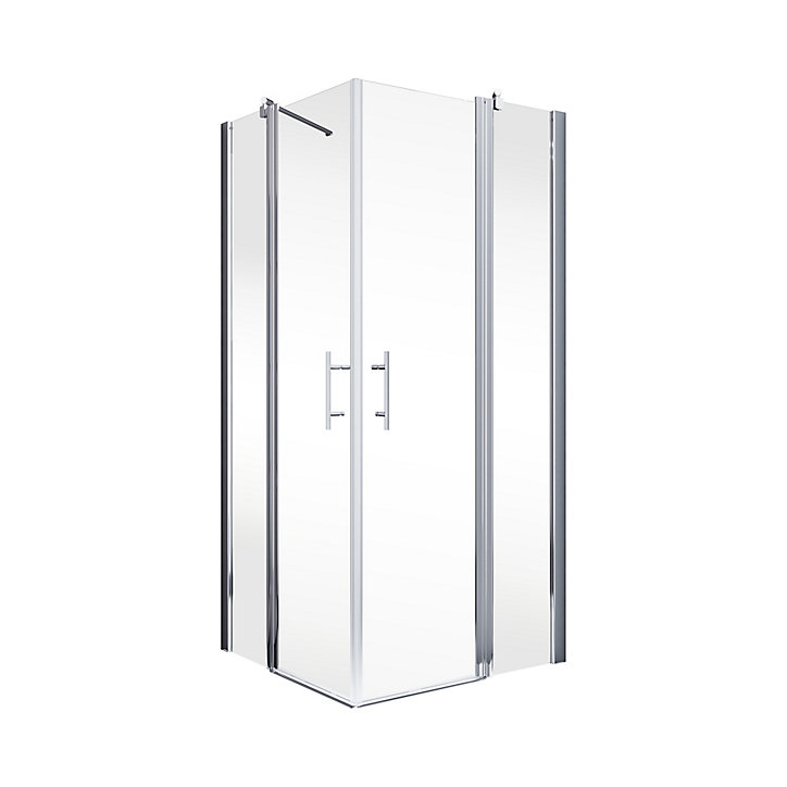 Accès d'angle droit avec porte de douche battantes, 80 x 80 cm, Schulte, NewStyle, verre transparent anticalcaire