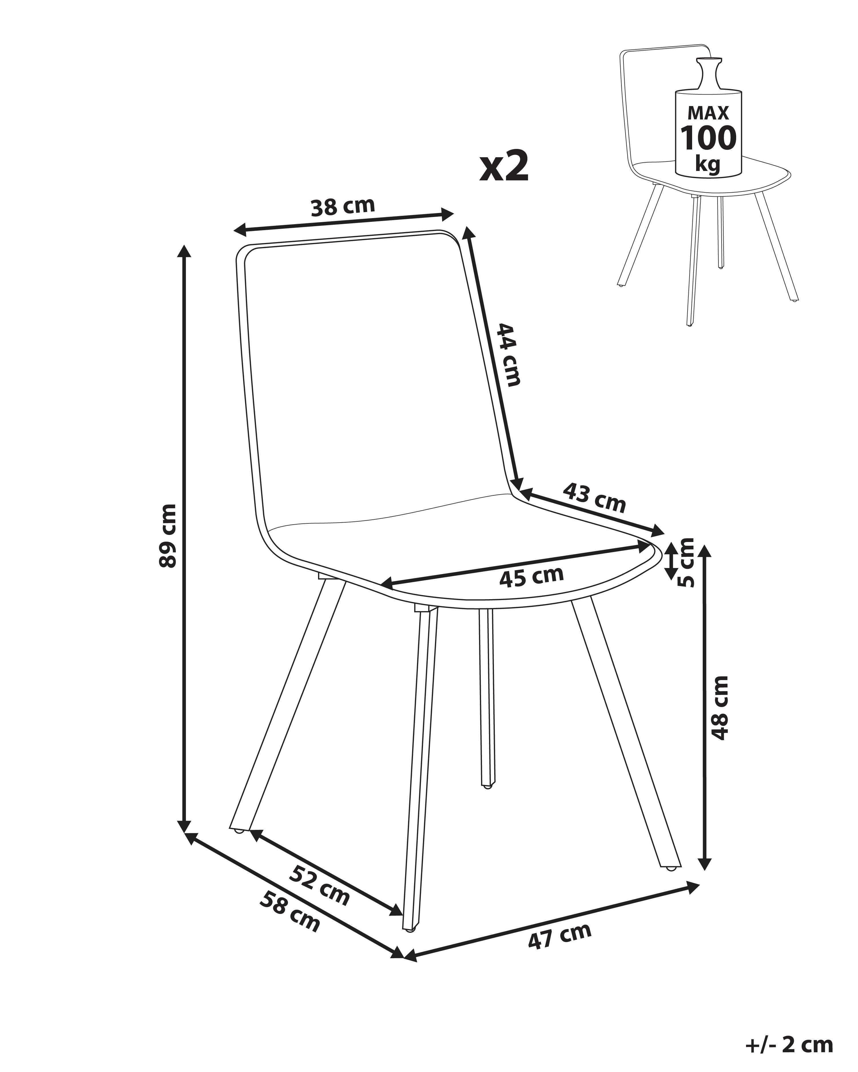 Set van 2 eetkamerstoelen CARVER Stof Beige