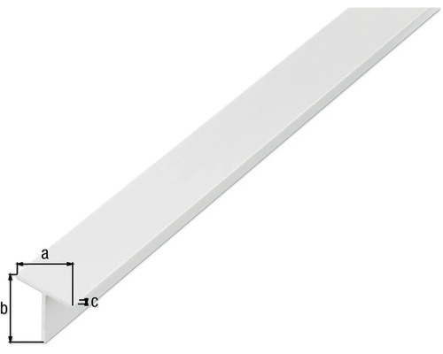 T-profiel aluminium wit 25x25x2 mm, 2,6 m