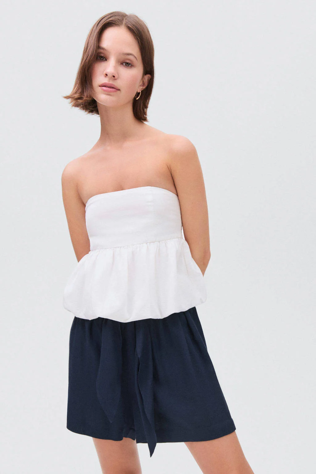 MANGO TEEN korte broek met linnen donkerblauw