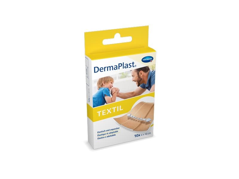 DermaPlast Wundpflaster Textil 6 x 10 cm 10 Stück Hypoallergenes Pflaster zum Zuschneiden