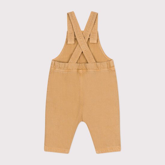 Salopette longue en denim de couleur   beige tourone        de               Petit Bateau