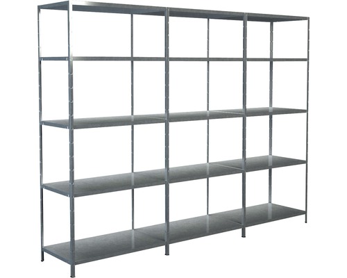 Insteekbare basisstelling en 2 opzetplanken, verzinkt, 200x260x50 cm, 15 planken, hoekprofielen gedeeld, set draagvermogen 1275 kg