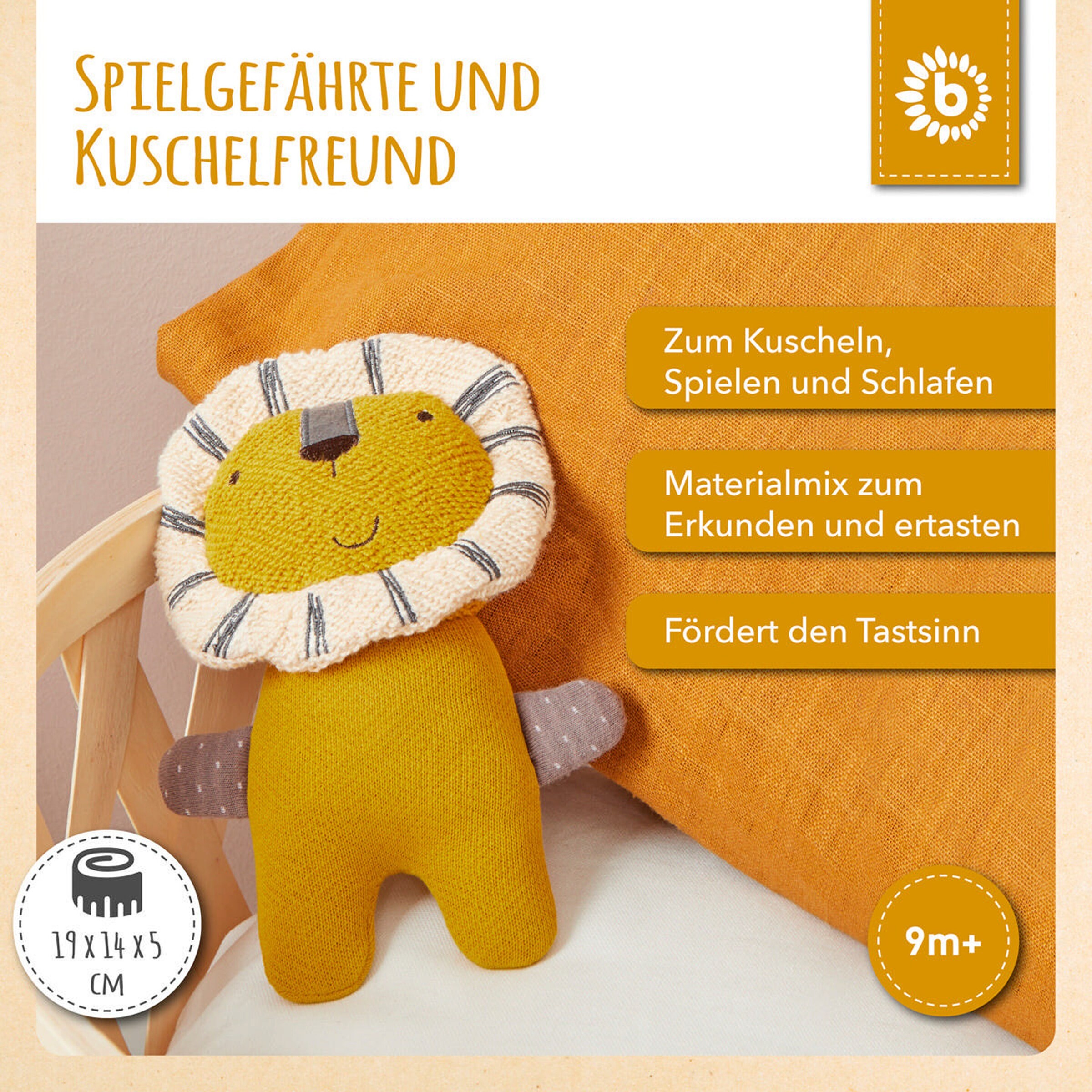 Bieco Kuscheltier Gehäkelt Löwe - ab Geburt Gelb
