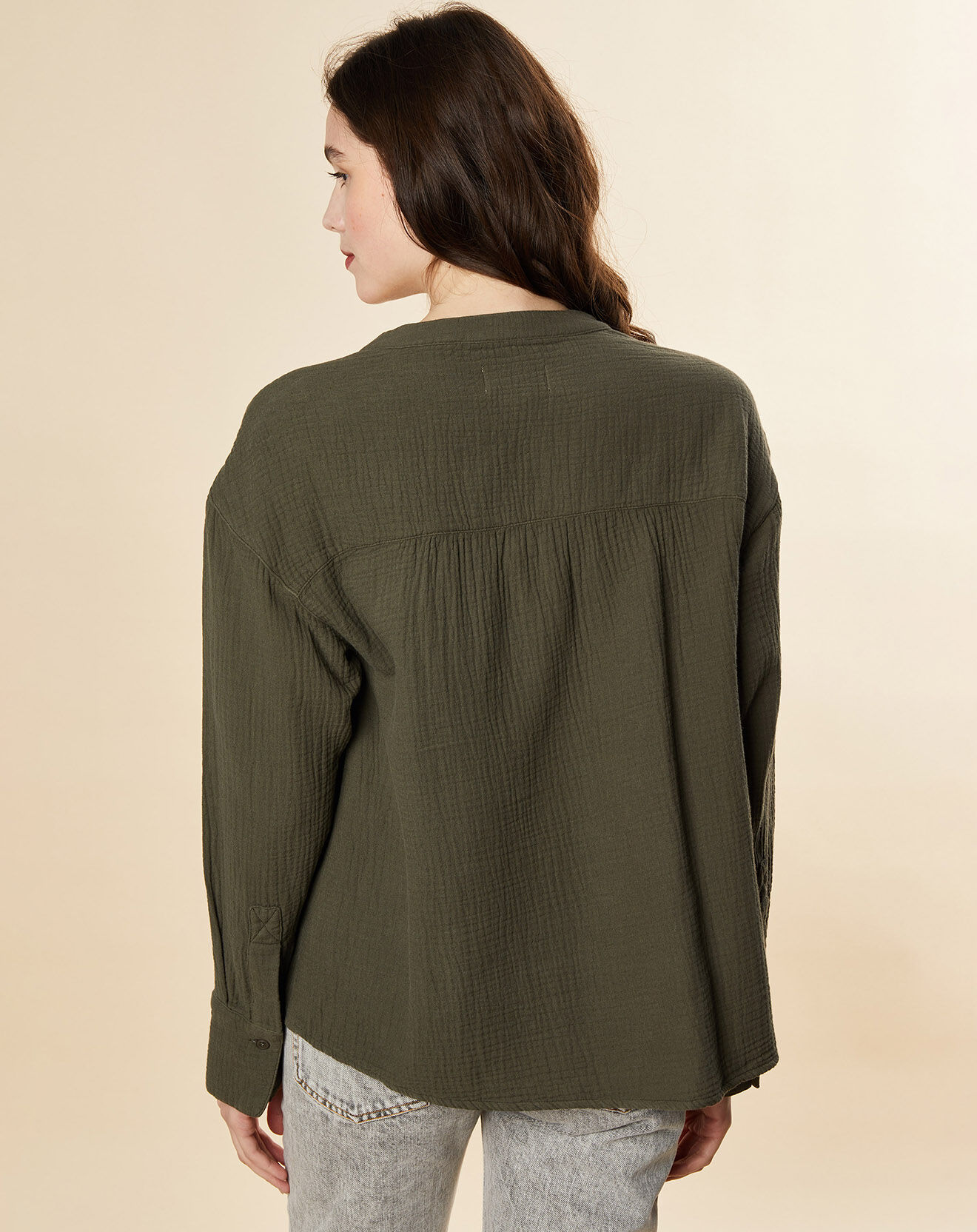 Chloé Stora Chemise ample en Gaze de Coton Derrick kaki
