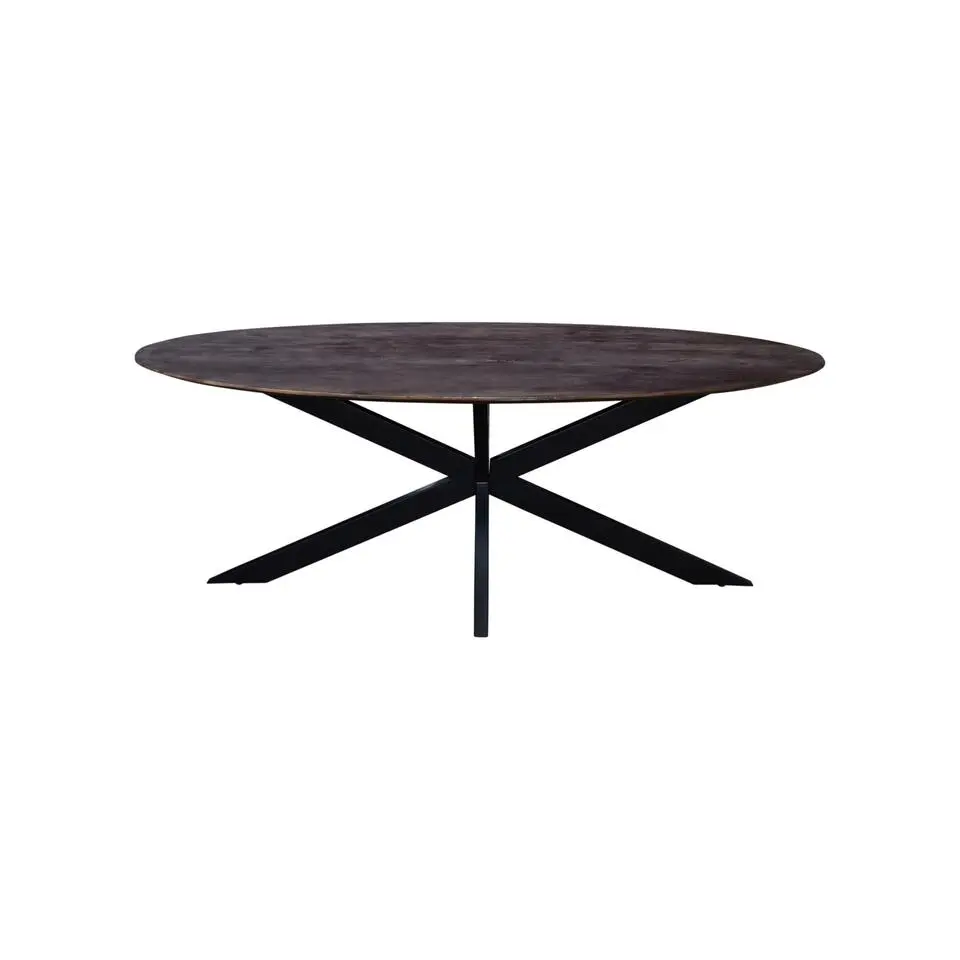 Eettafel Ovaal 200cm - Mangohout & Metaal - X-Poot
