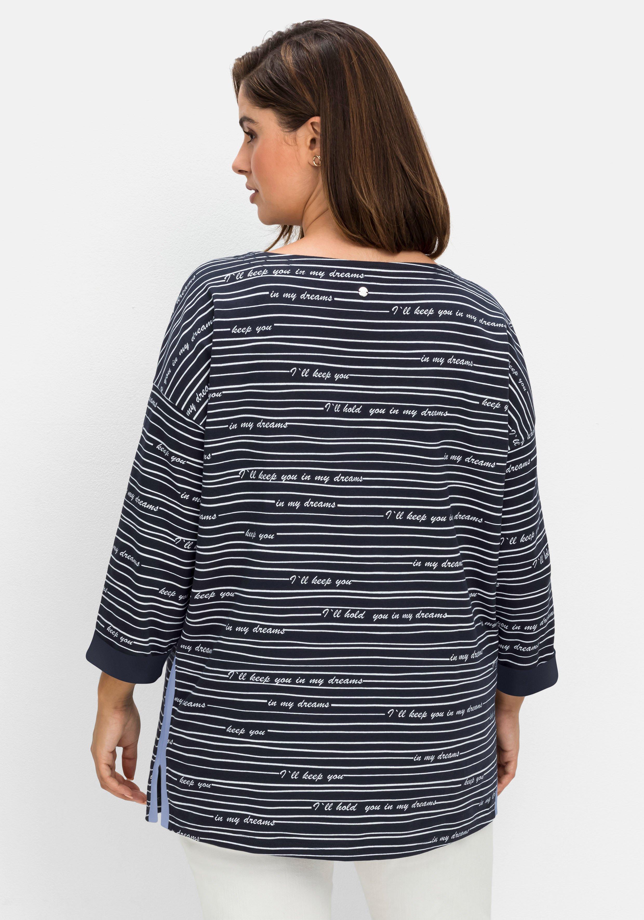 3/4-Arm-Shirt mit Streifen und Wordingprint