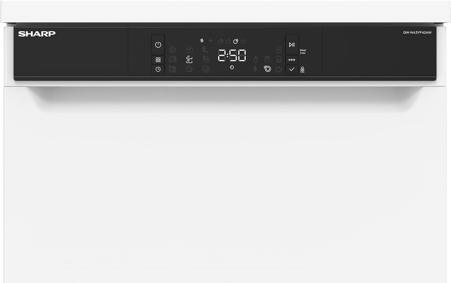 Sharp QW-NA3YF42AW-DE Geschirrspüler freistehend, 60 cm, 14 Maßgedecke, A, 42 dB, SteamWash, DualProWash, EcoWash, AutoDoor, WLAN, Weiß