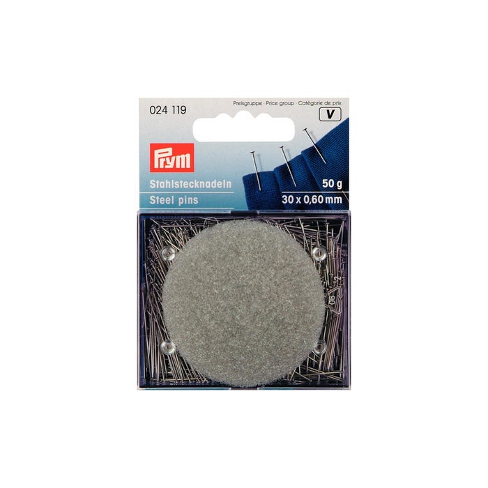 Prym-Spelden nr. 6 Extrafijn 30 mm in doosje met speldenkussen