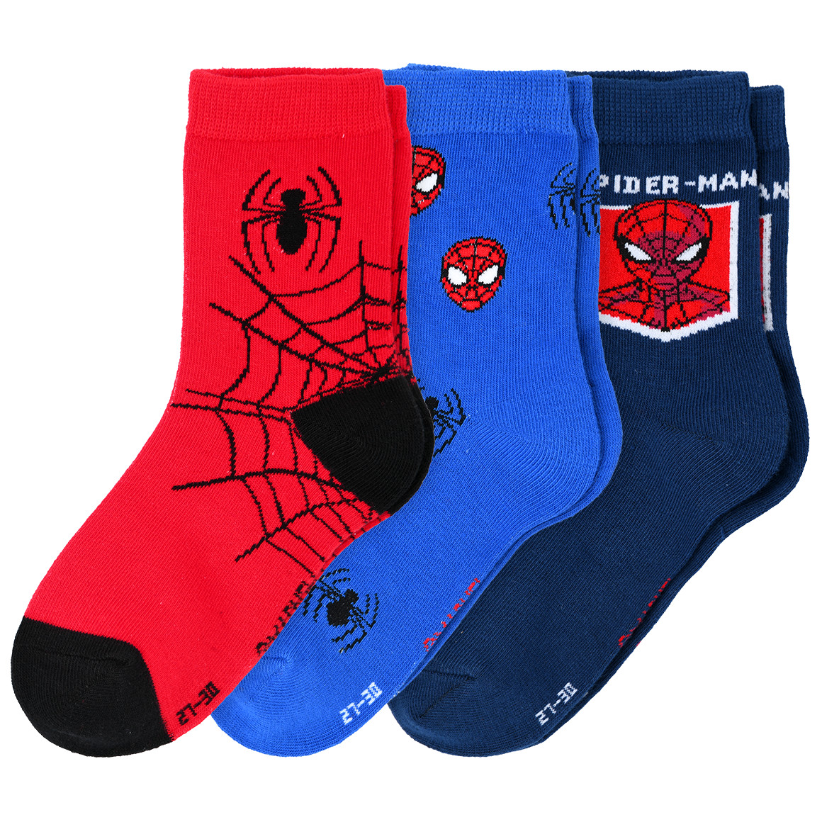 Topolino 3 Paar MARVEL Spider-Man Socken im Set blau / rot / dunkelblau