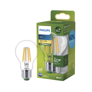 Phillips ultra efficient LED E27 peer 60W niet dimbaar 2700K