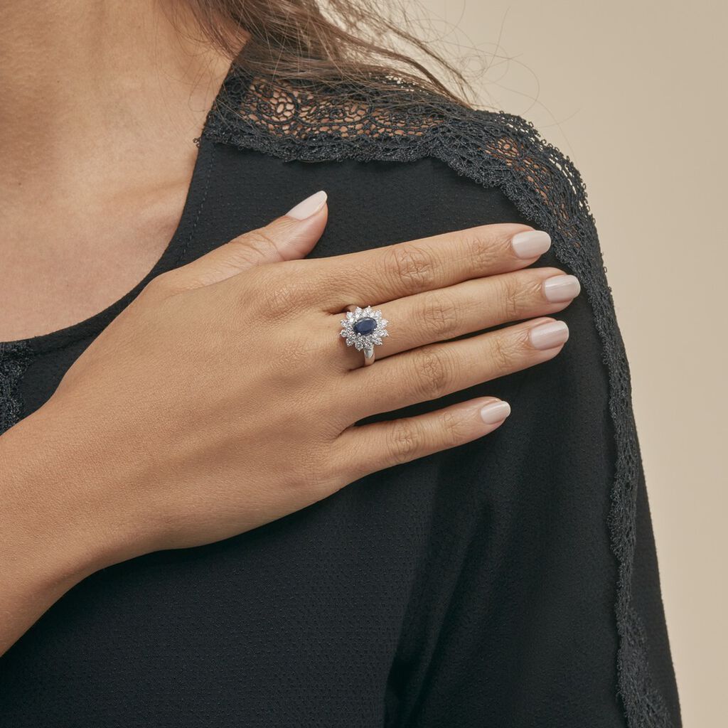 Bague Ivan Or Blanc Saphir Et Diamant