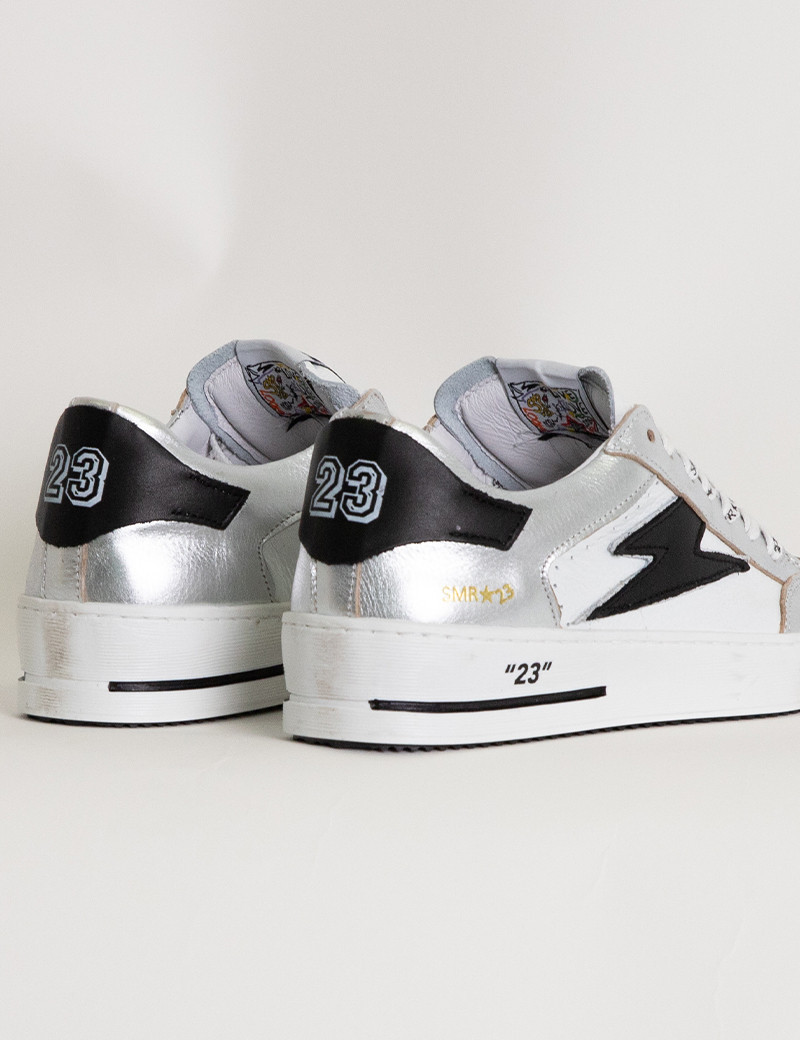 SEMERDJIAN BASKETS NOUBAR BASSES CUIR ARGENT CUIR BLANC 10497