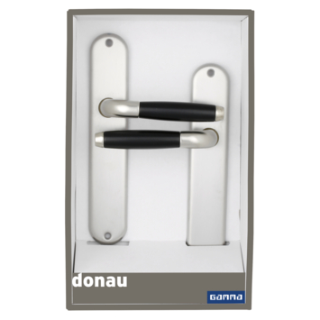Gamma deurkruk set Donau ovaal blind schild RVS look messing