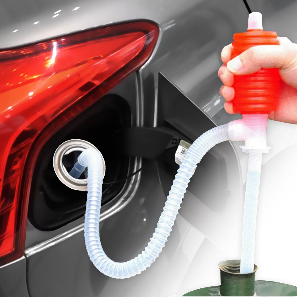 Manuelle KFZ Wasserpumpe Flüssigkeiten Siphon Umfüllpumpe für Benzin / Öl - Transparent / Rot