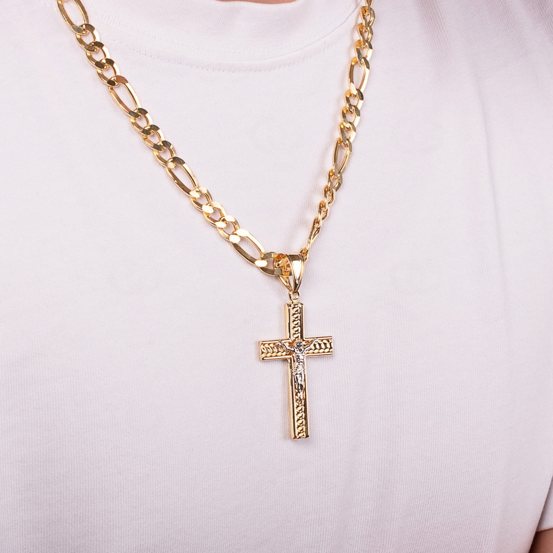 Anhänger 750/18 K Gelbgold Kreuz mit Jesus 50 x 30mm
