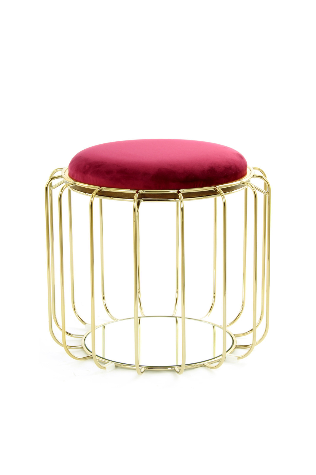 Tisch-Hocker COMFORTABLE - rot-gold - Metall
