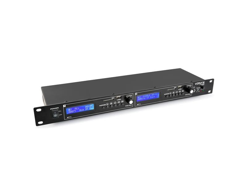 Vonyx Audio-Player Pro VX2USB 2-Kanal USB-SD-BT-Player in einem kompakten 1HE-Gehäuse