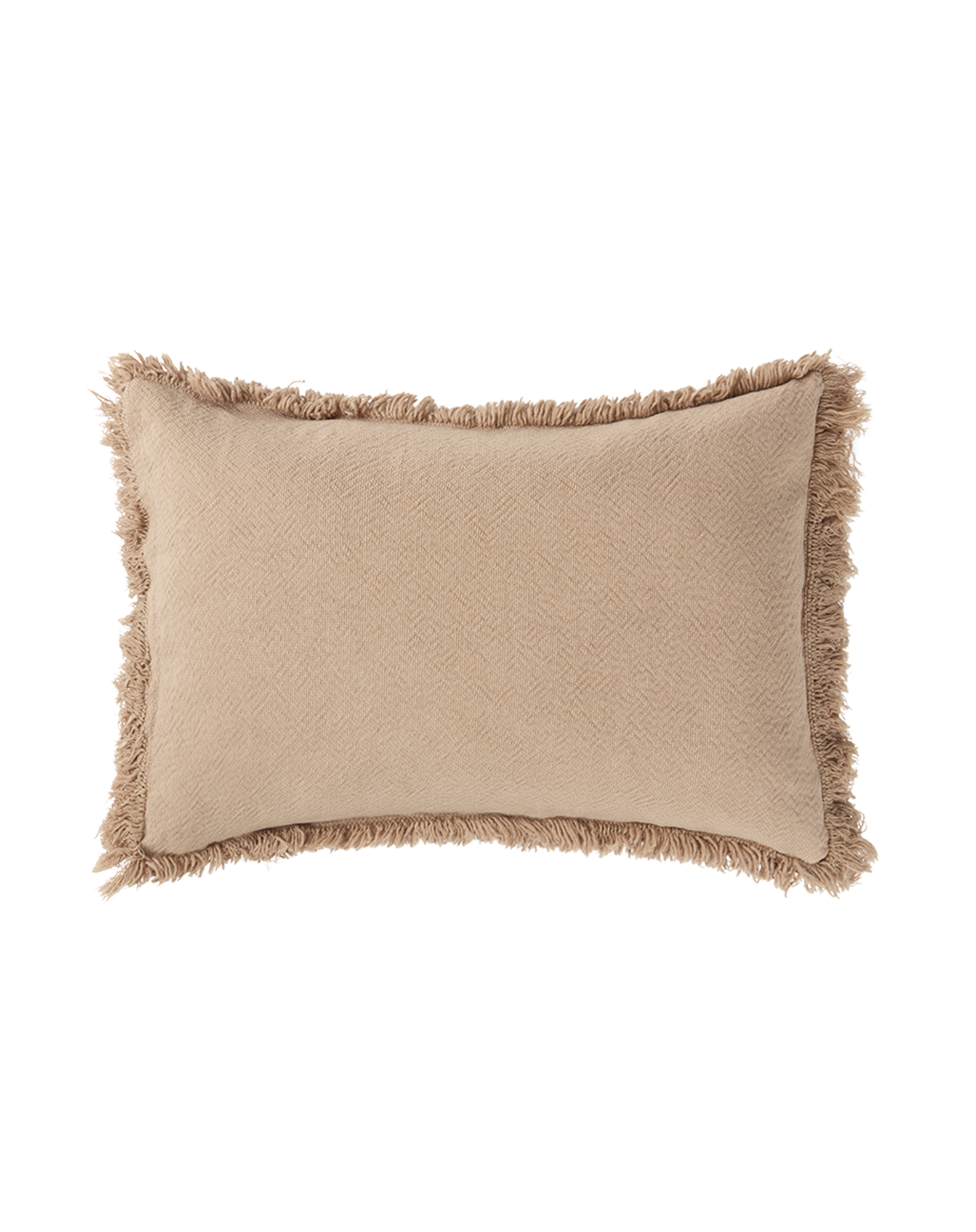Coussin à franges landscape en coton lavé | Marron