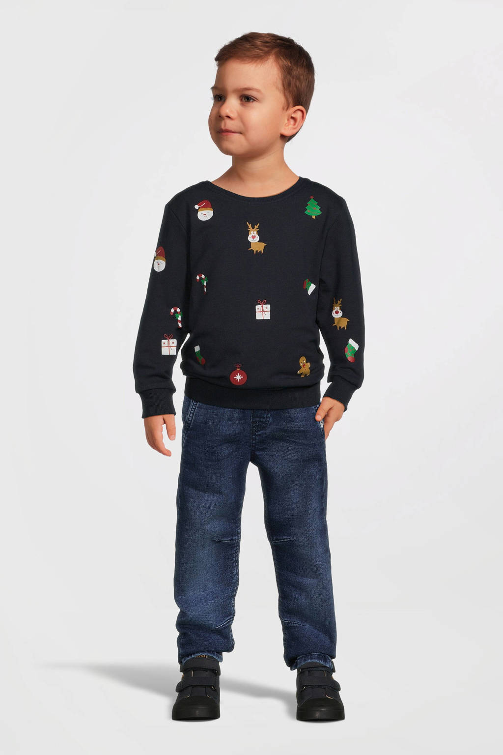 NAME IT kerstsweater donkerblauw