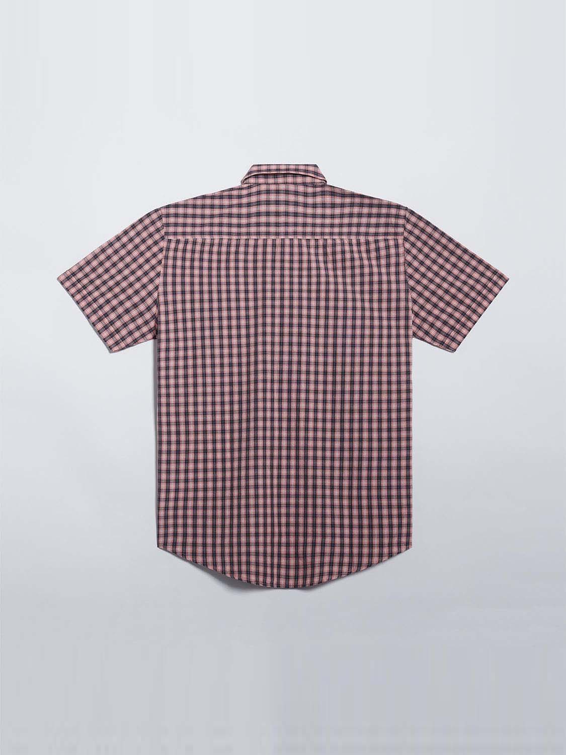 Chemise Homme Manches Courtes Petits Carreaux Orange