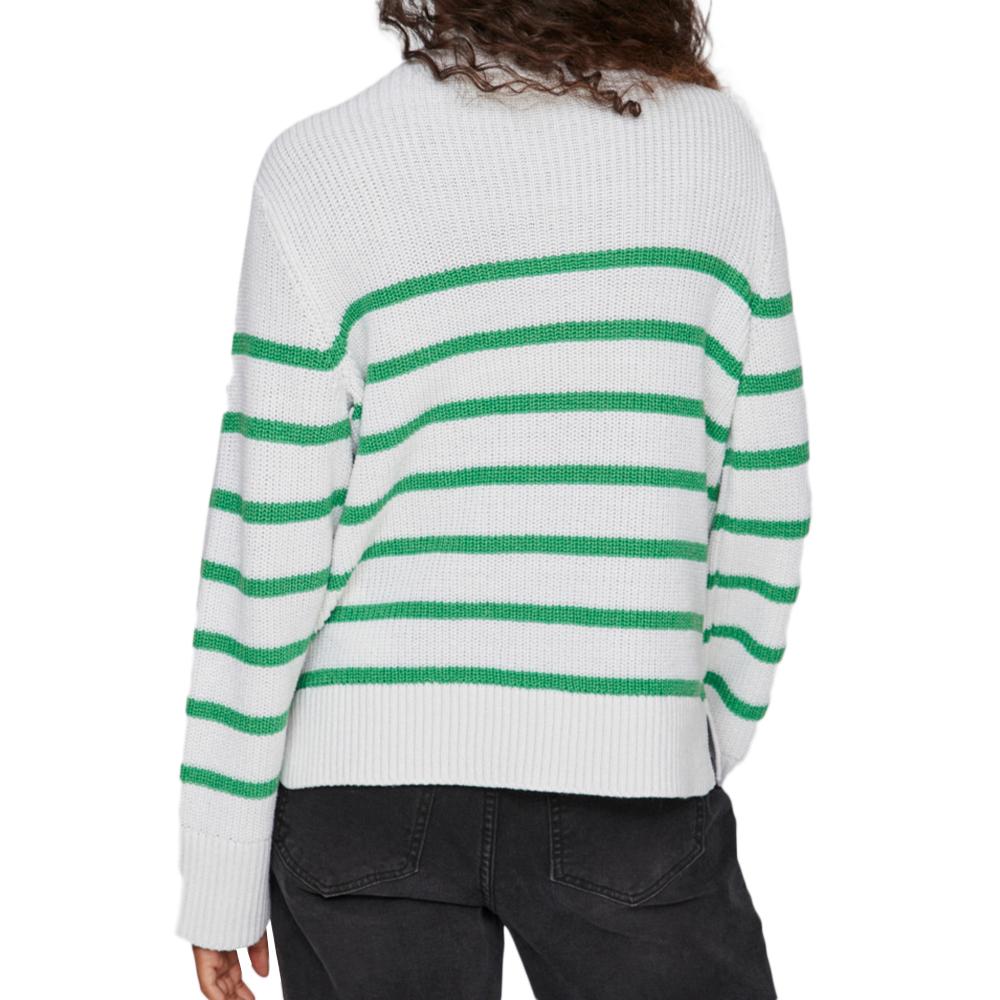 Vila Pull Blanc/Vert Femme Vila Stripe