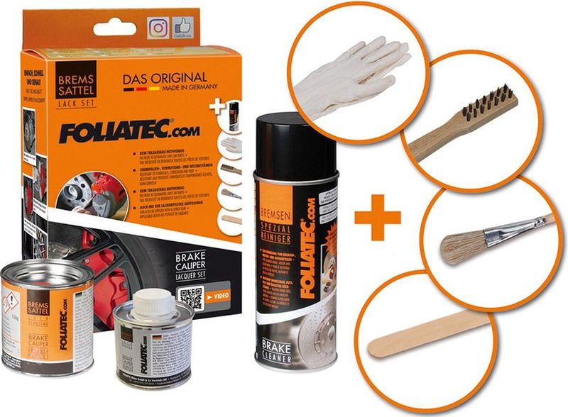 Foliatec - Performance Red - Remklauw Verf - Rood Glanzend - 7-Delige Set