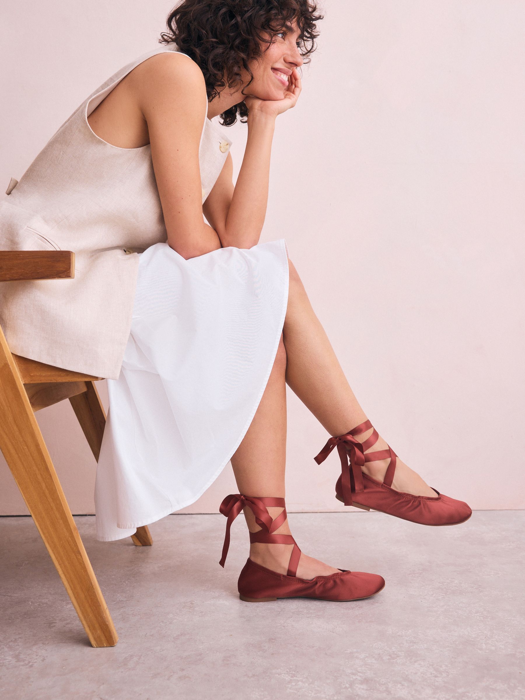 Roze - Ballerina's met wikkelband