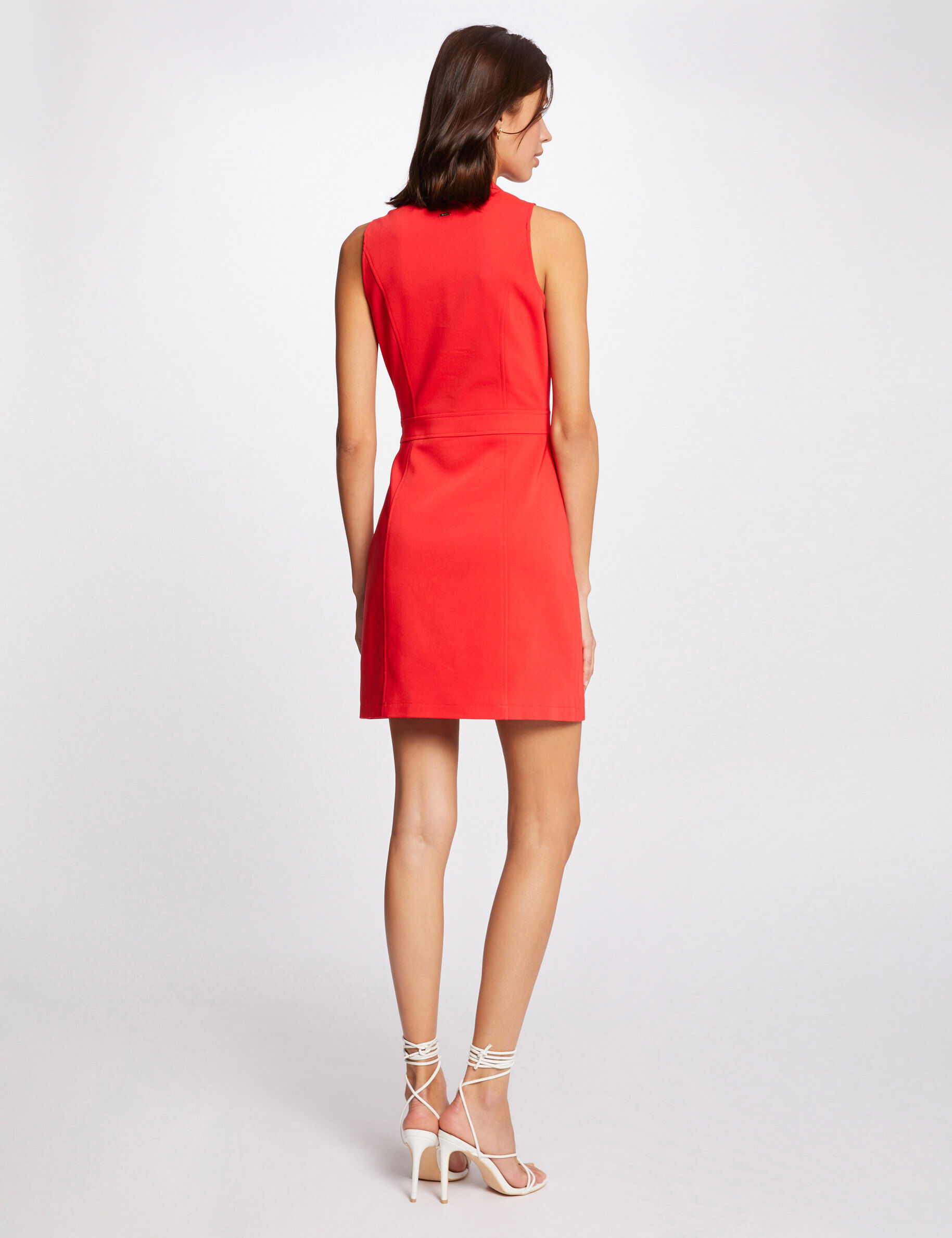 Robe droite avec ornement métallique rouge femme - rouge