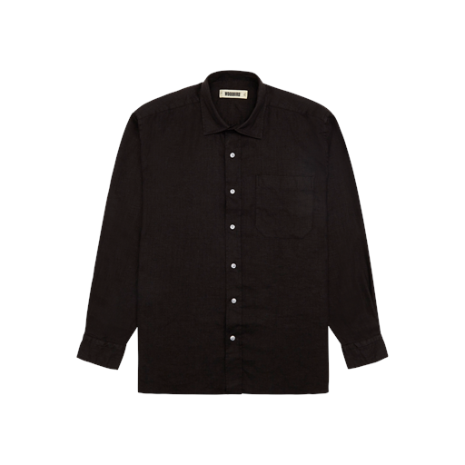 Woodbird Yuzo Linen Skjorte, Black, S