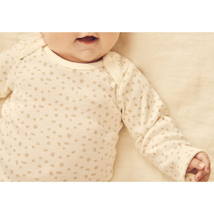 Lot de 3 bodies manches longues imprimé tacheté pour bébé - Ecru