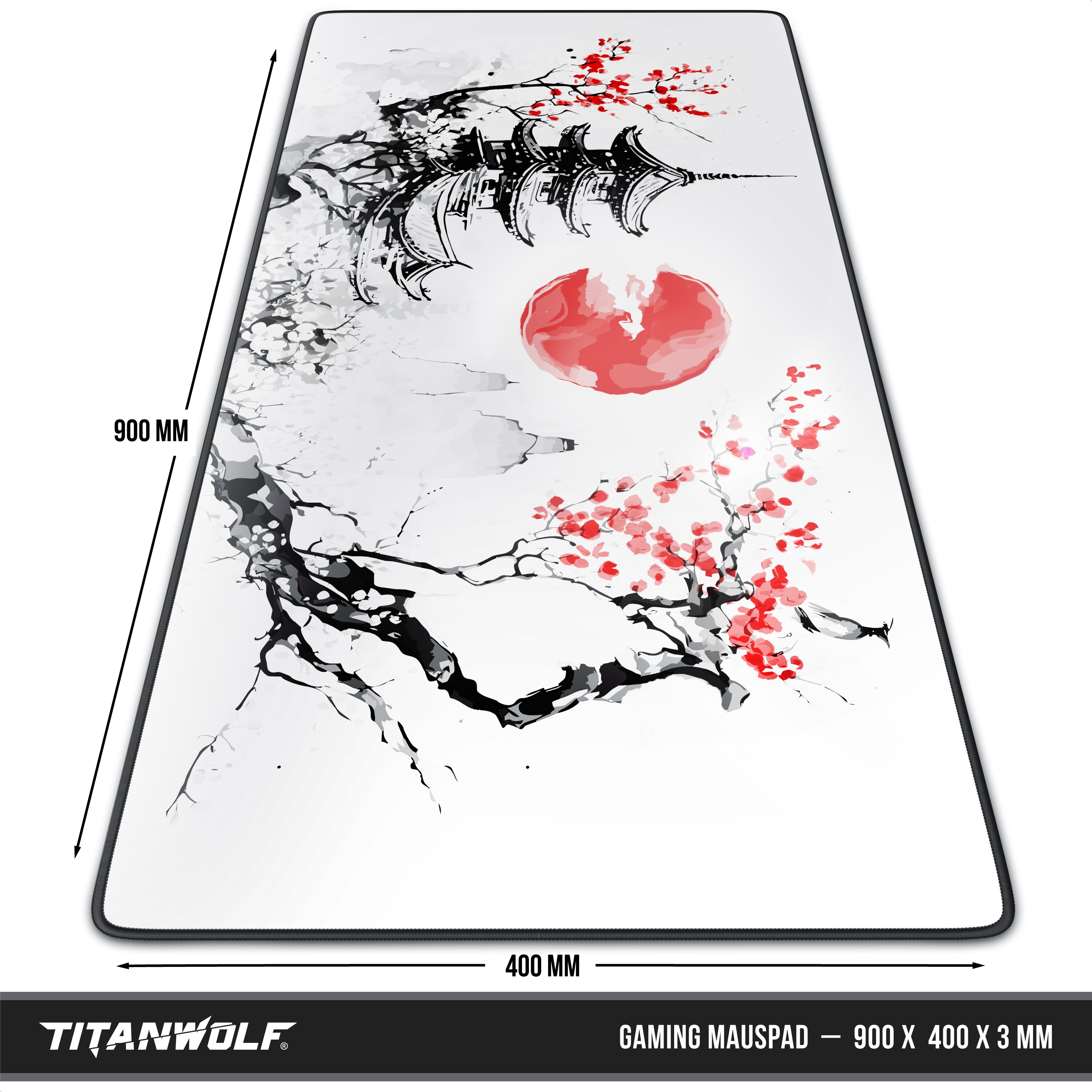 Titanwolf XXL Speed Gaming Mauspad Titanwolf Schwarz 900 x 400mm, XXL Mousepad, Tischunterlage Large Size, verbessert Präzision und Geschwindigkeit