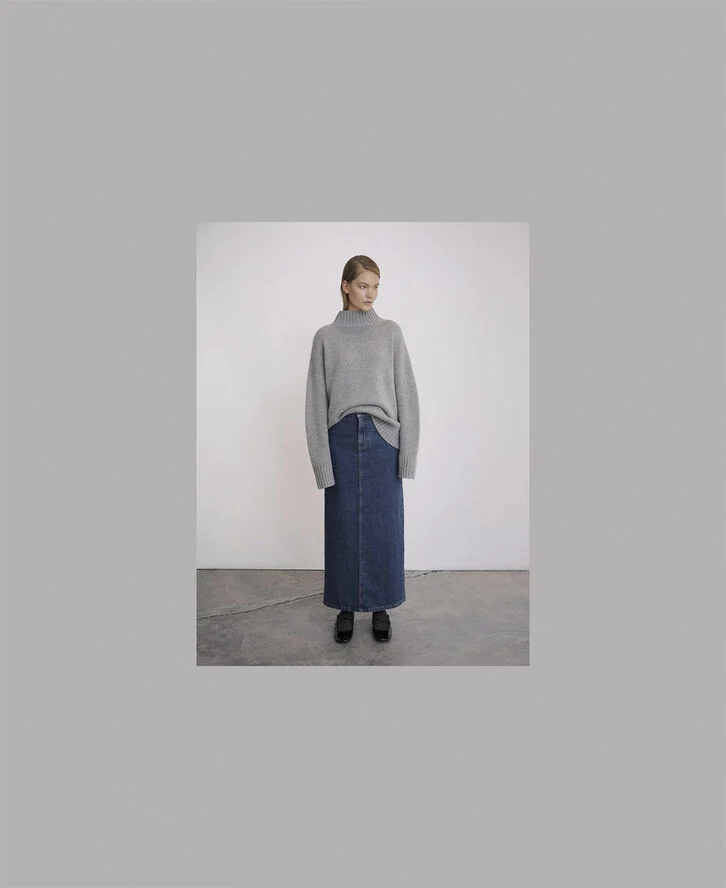 Object OBJAGNES LO LS H. NECK KNIT PULLOVER Medium grey melange