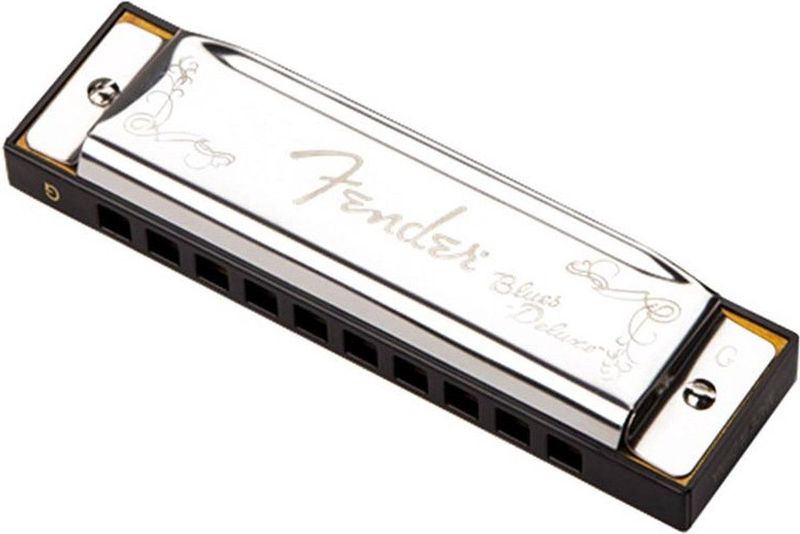 Fender blauws Deluxe Harmonica Key of G Diatonische mondharmonica