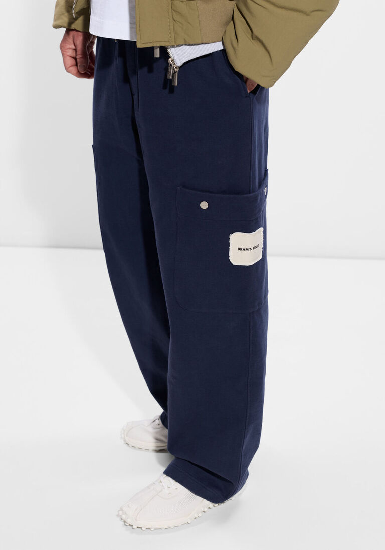 donkerblauwe bram's fruit cargobroeken side pocket trousers