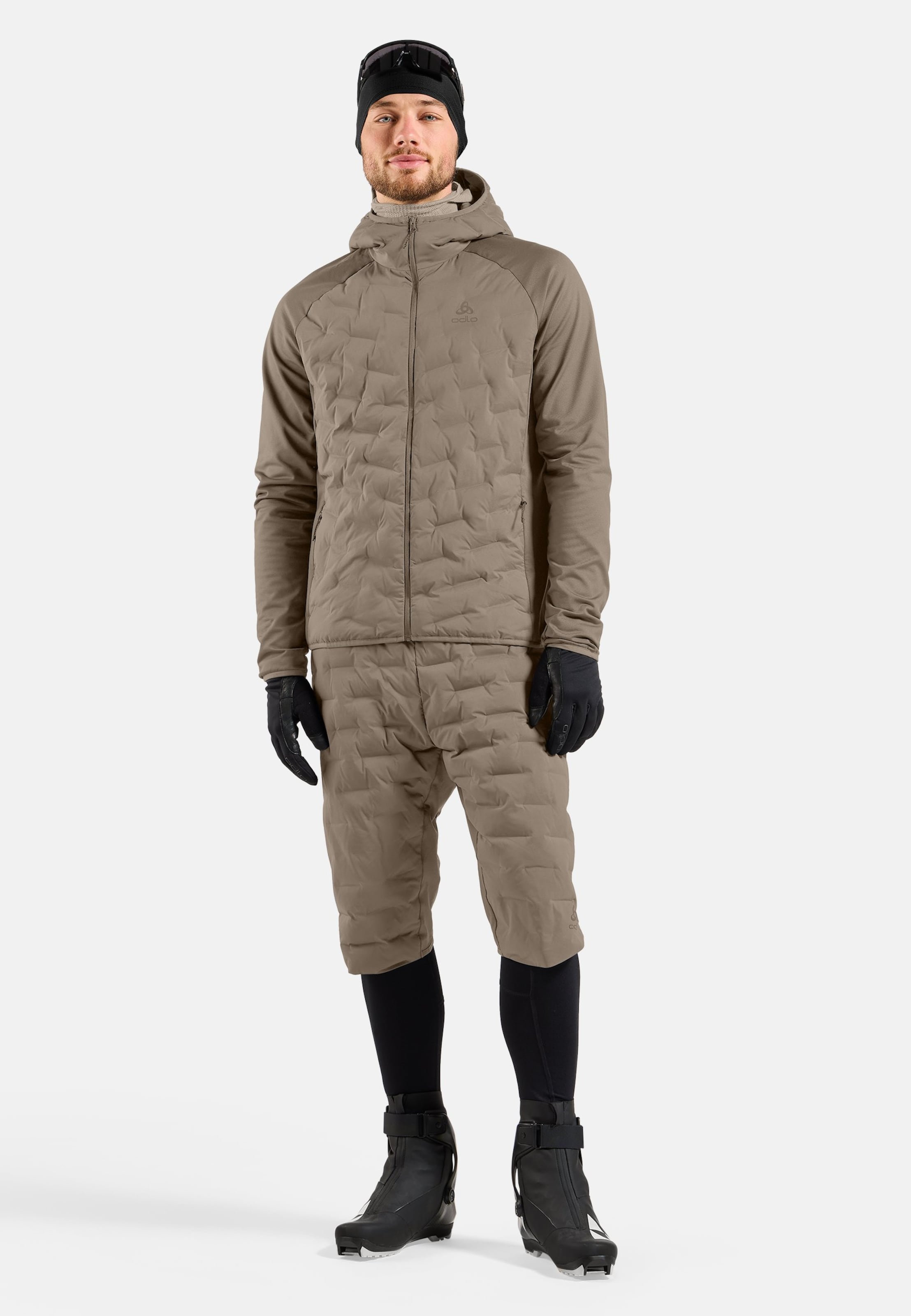 Zeroweight Insulator Hybrid Mid Layer mit Kapuze und Reissverschluss in cinder