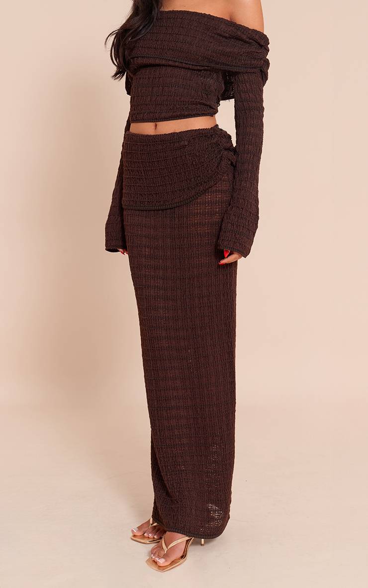Chocolat Jupe Longue En Maille Texturée À Taille Repliée Tall