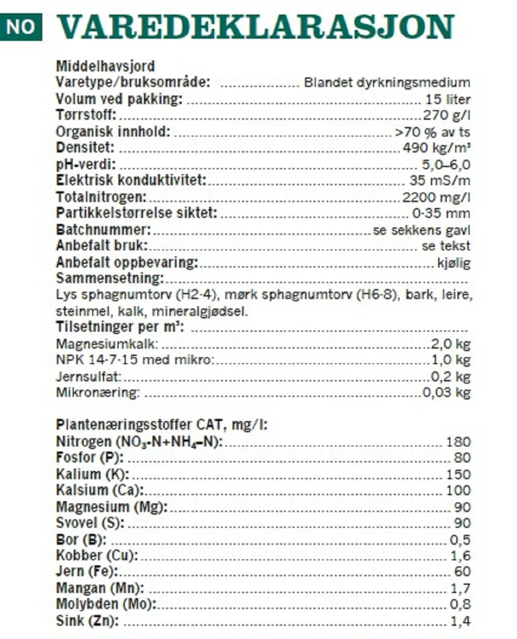 Middelhavsjord 15 L