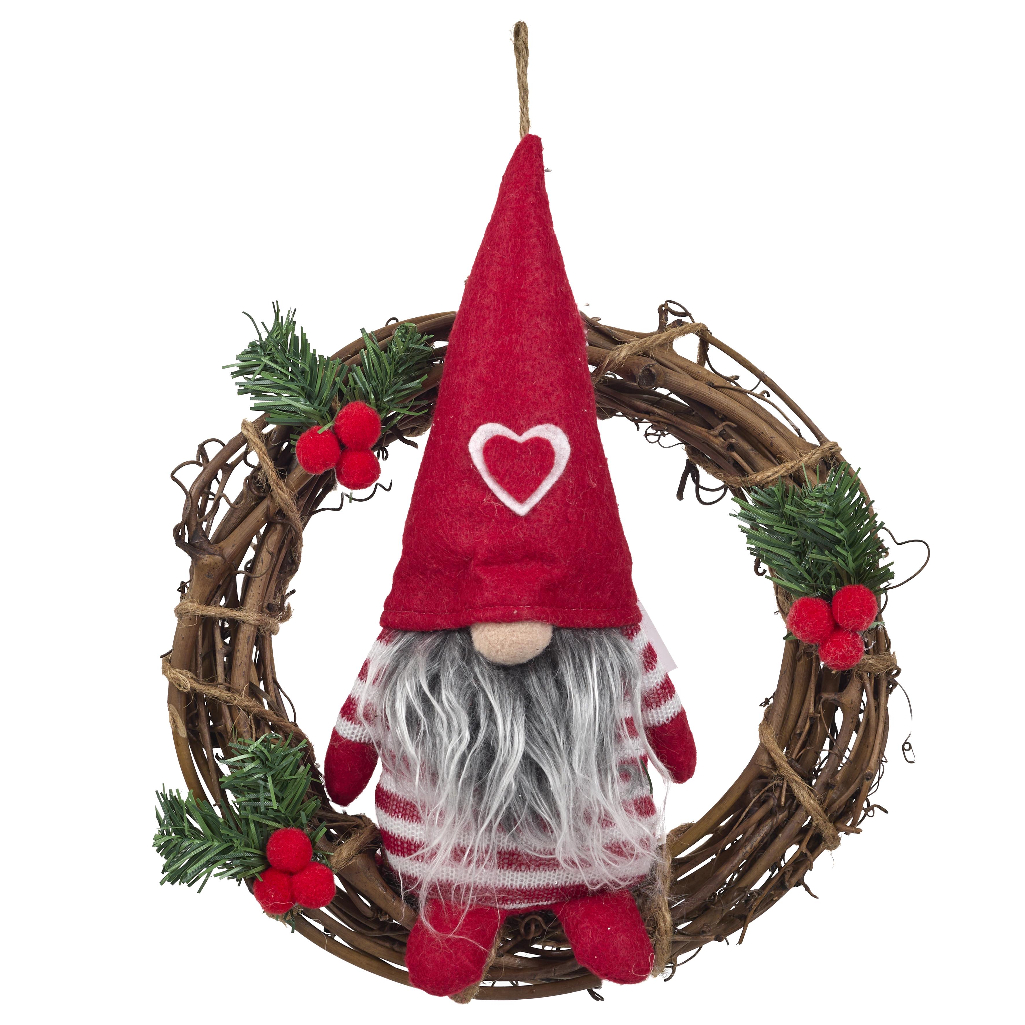 COURONNE NOEL LUTIN ROUGE D.22CM