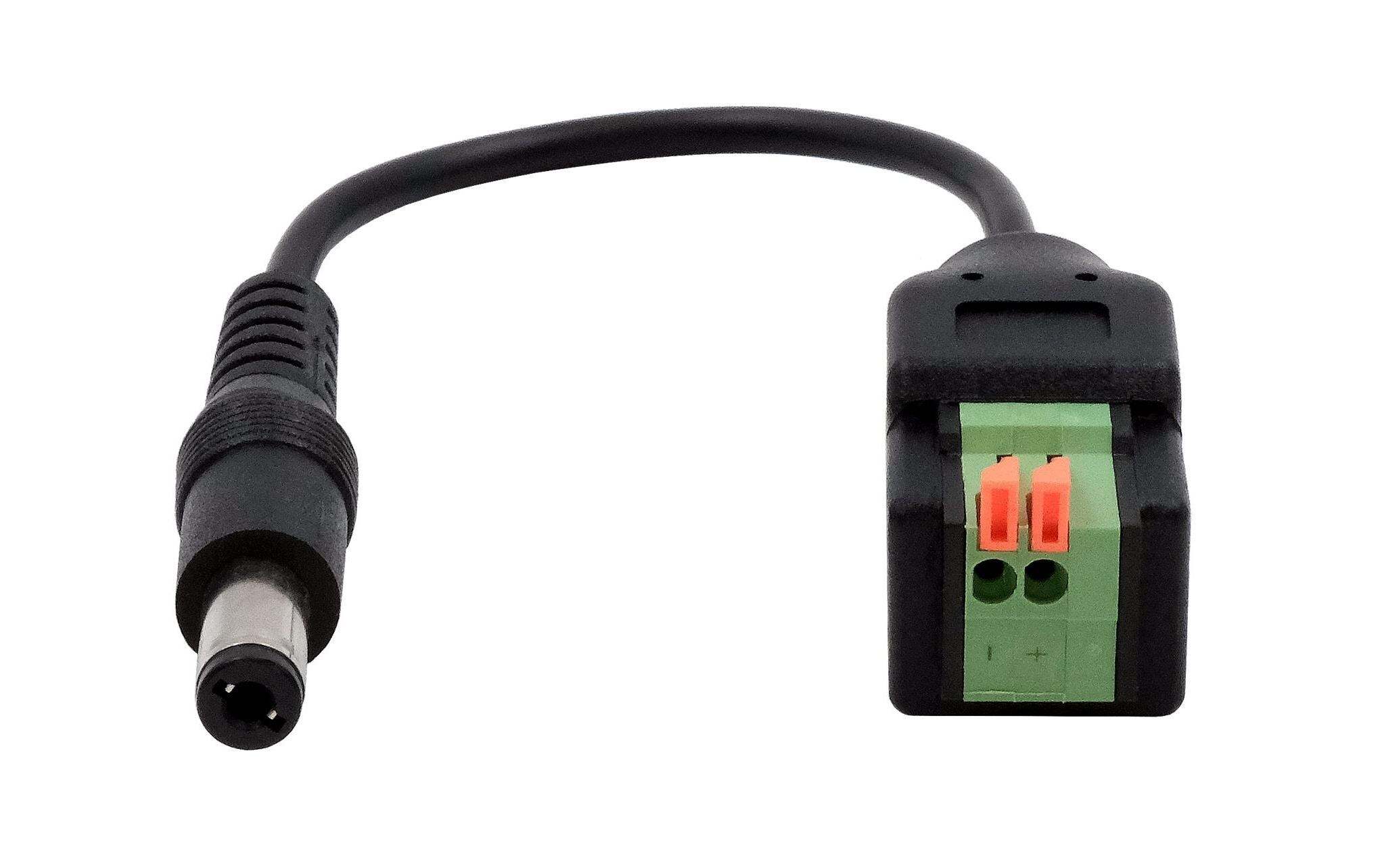 Hohlstecker Adapter DC-Stecker zu Terminal BlockKabel-Adapter 5.5 x 2.1 mm zu 2-pin Terminal Block mit Drucktaster