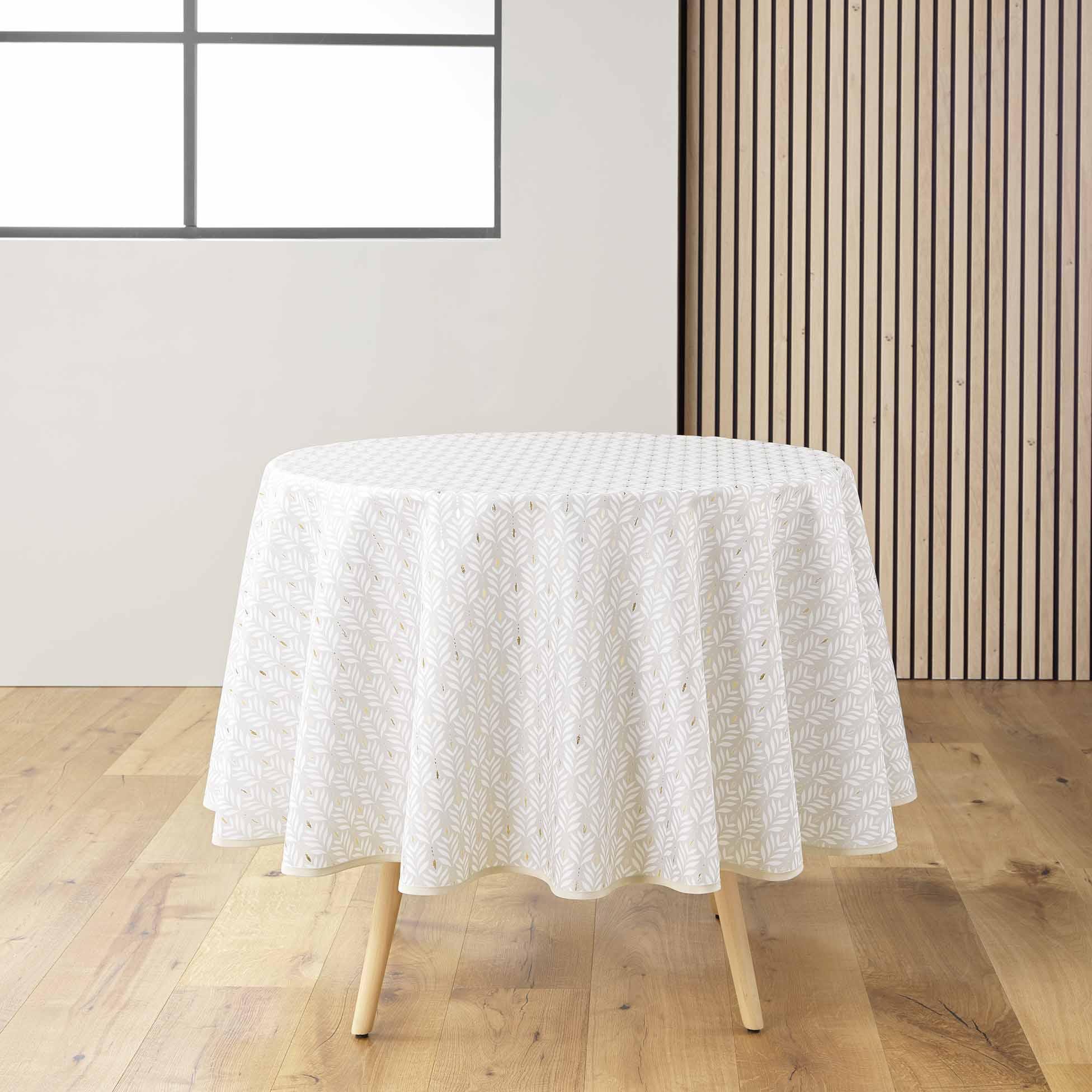 NAPPE RONDE D.180CM IMPRIME METALLISE PIANA NATUREL