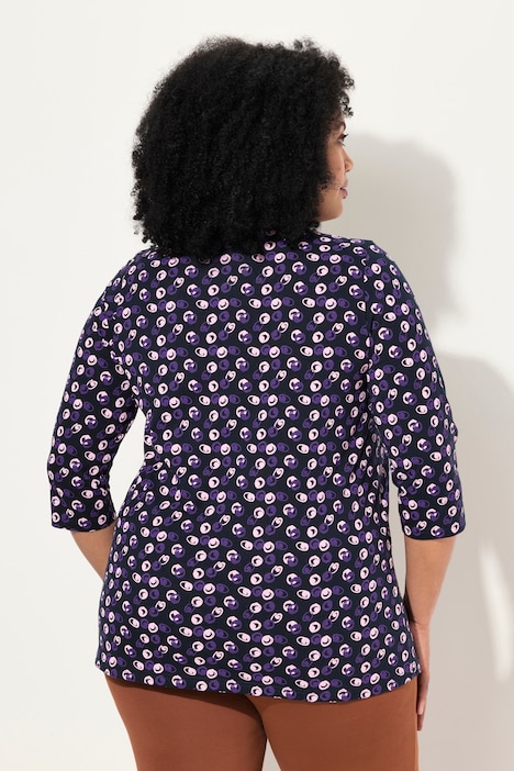 Longshirt, Punkte, A-Linie, Rundhals, 3/4-Arm