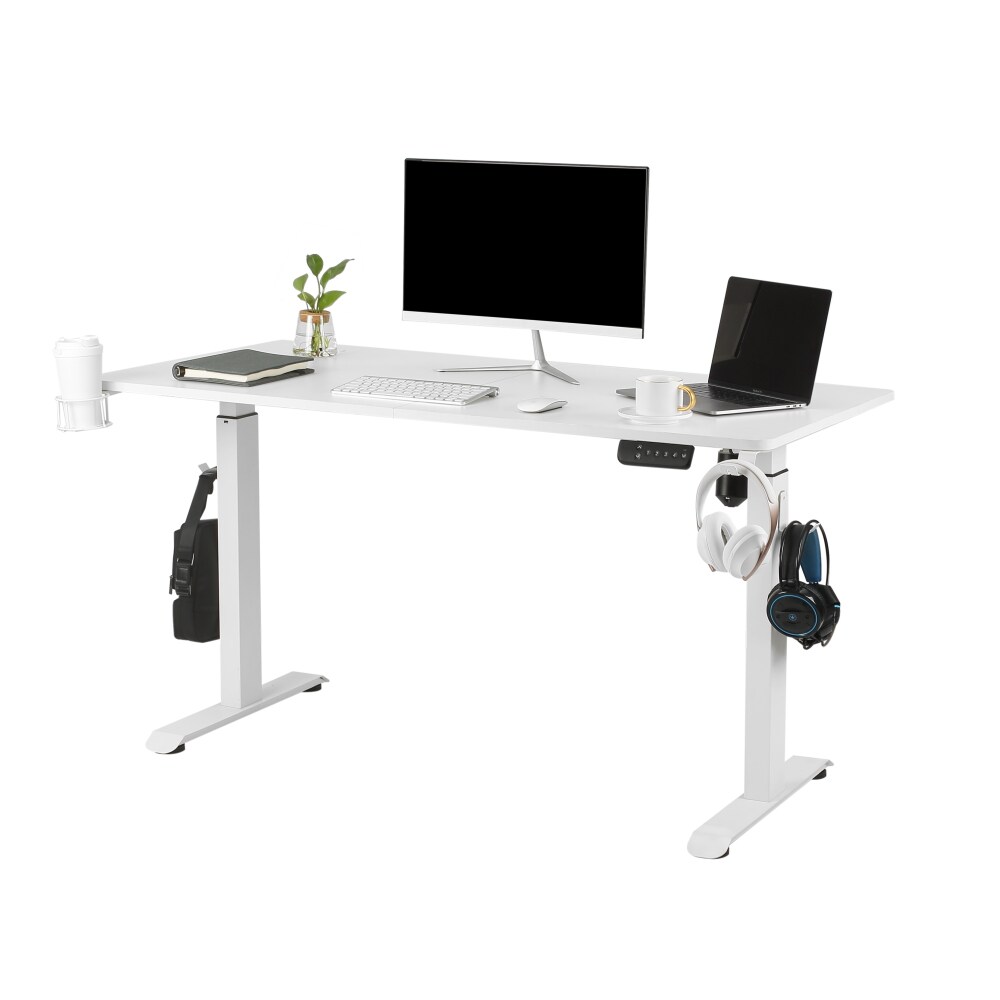 Makika Höhenverstellbarer Schreibtisch elektrisch 140 x 70 cm - Weiß