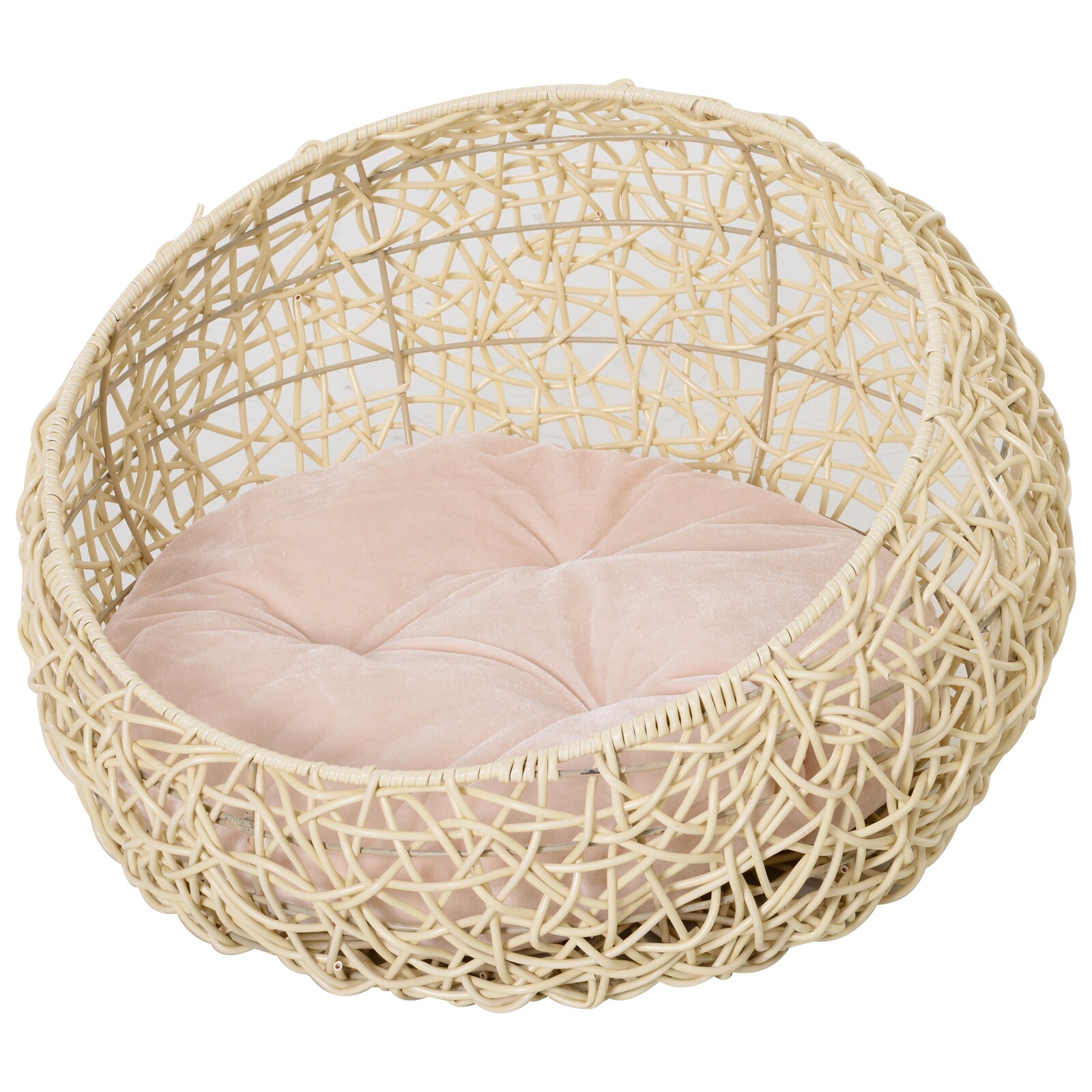 PawHut Katzenbett mit Kissen beige 56 x 35 cm (ØxH)