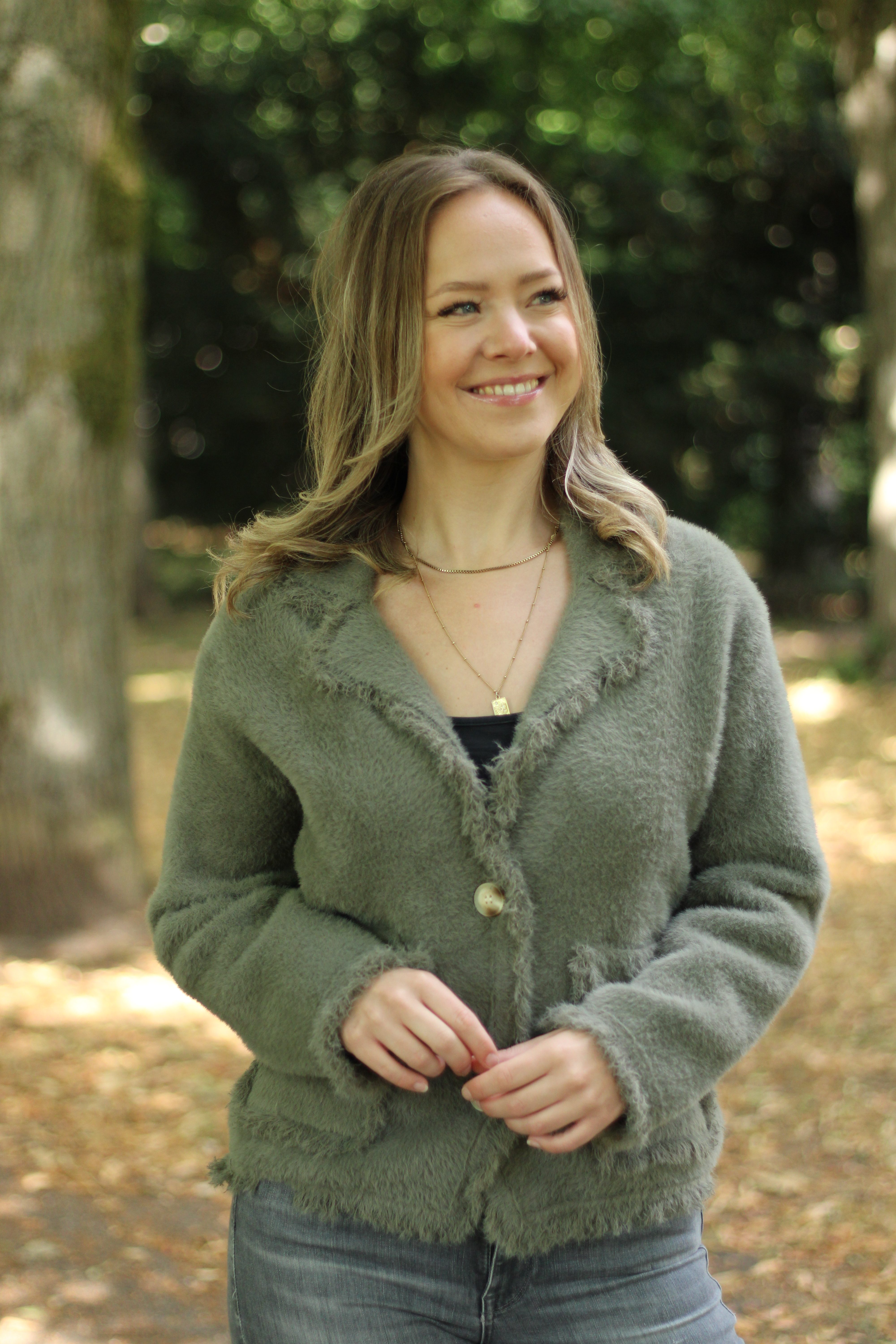 Rino & Pelle - Sena Cardigan With Fringes - Ash Green