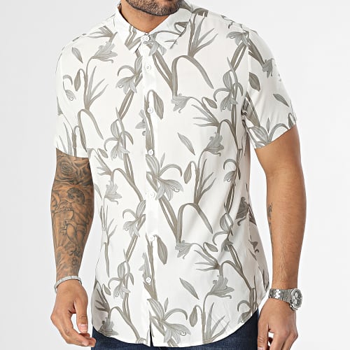 Chemise Manches Courtes Blanc Floral