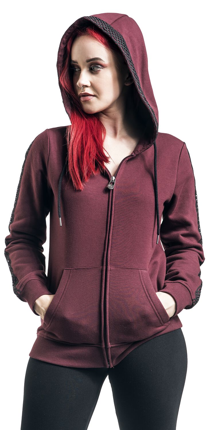 Sweat à Capuche Zippé avec bords en dentelle | Black Premium by EMP Sweat-shirt zippé à capuche