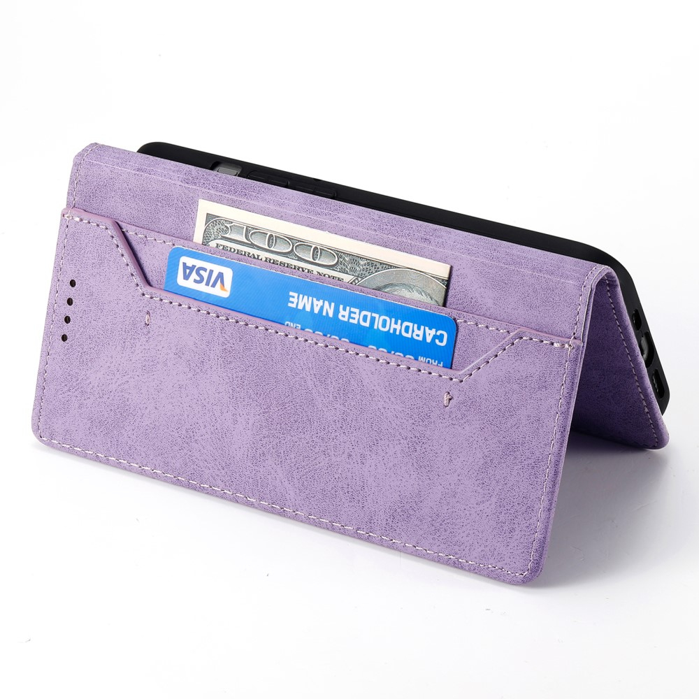Samsung Galaxy S25 Edge Leder Tasche Flip Wallet Etui mit Kartenfächern (RFID Schutz) - Lila
