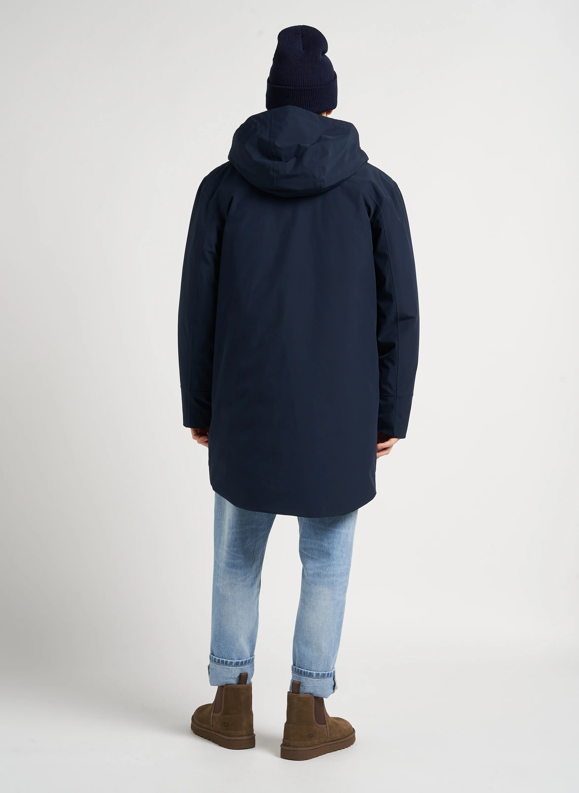 Pull col rond imprimé en laine| Bleu