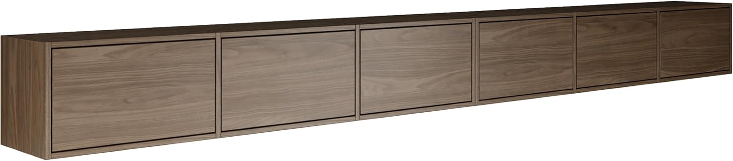 Selsey TV Lowboard Hängend Walnuss Wisconsin 300 cm Minimalistisches Design mit Push-to-Open 16 mm Laminierte Spanplatten 6 Klappen Platzsparend Ideal für Wohnzimmer Matte Oberfläche Made in Europa